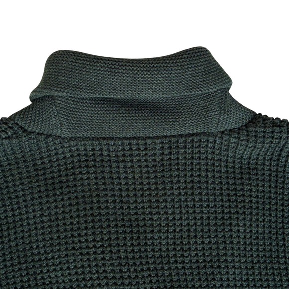 NWOT LL Bean Organic Cotton Waffle Knit Cardigan Shawl Neck Sweater. Sz XL Green - Picture 8 of 14